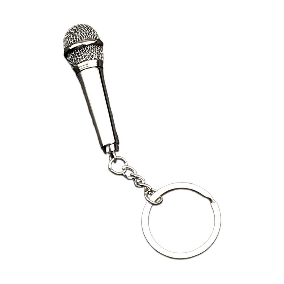 Silver Microphone Pendant Keychain Simulation Mic 7755300067804