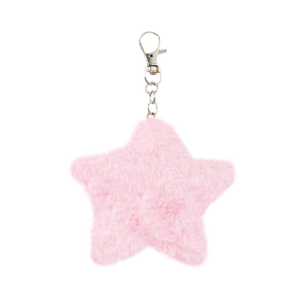 Pink Plush Five-Pointed Star Charm Keychain 7755300069662