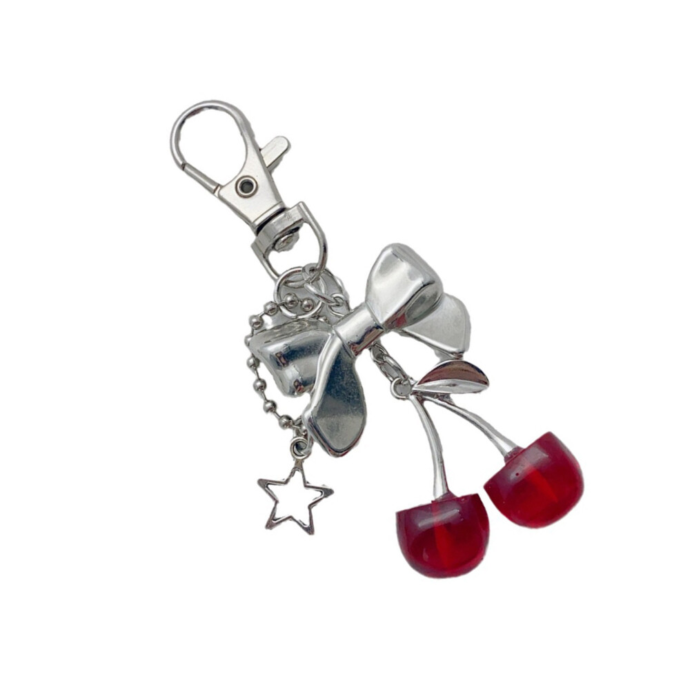 Red Fashionable Cherrys Bag Charm Keychain 7755300076837