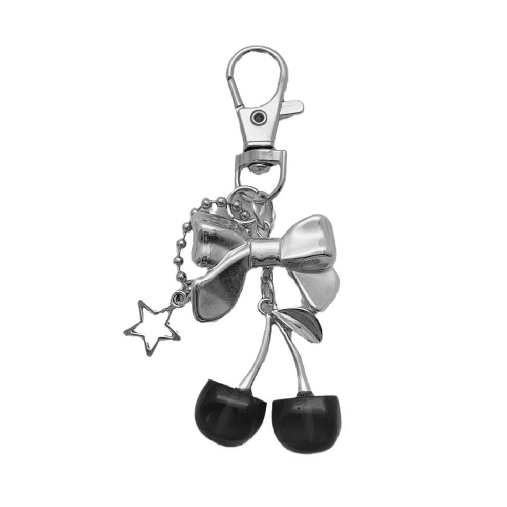 Black Fashionable Cherrys Bag Charm Keychain 7755300076844