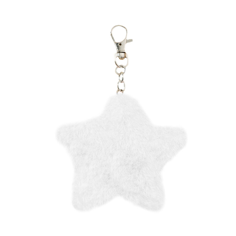 White Plush Five-Pointed Star Charm Keychain 7755300069655