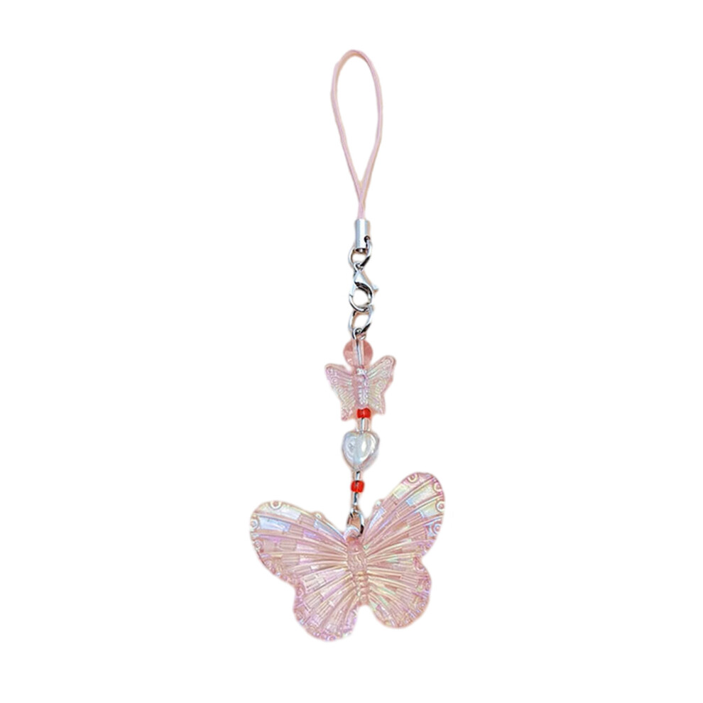 Butterfly Beaded Pendant Phone Charm Pink 7755300075410