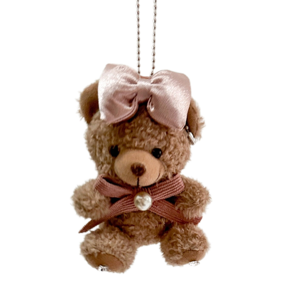 Pink Bow Pearls Plush Bear Keychain 7755300076127