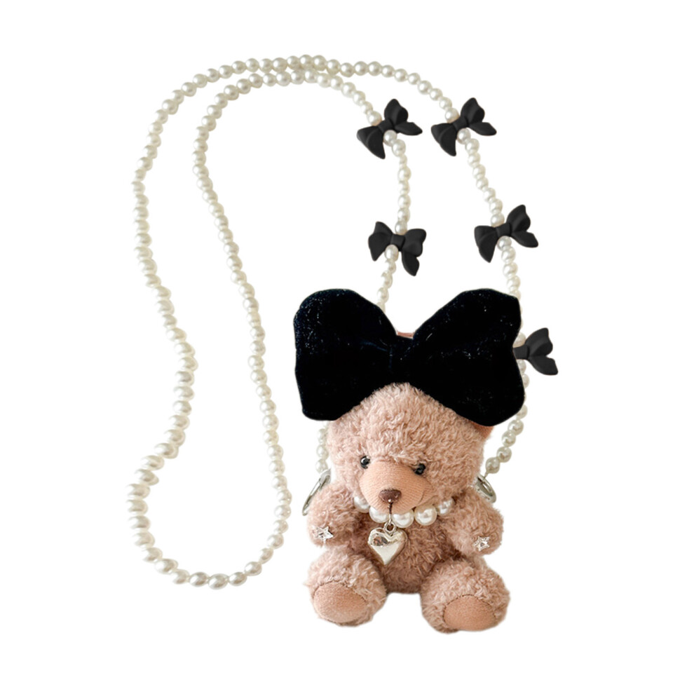 Big Black Bow Plush Bear Keychain 7755300076103