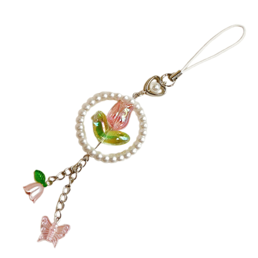 Pink Elegant Flower Butterfly Phone Charm 7755300068368