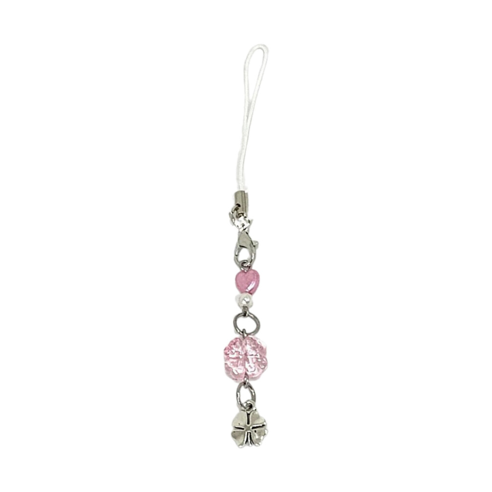 Handmade Beaded Phone Chain Four Pink 7755300067736