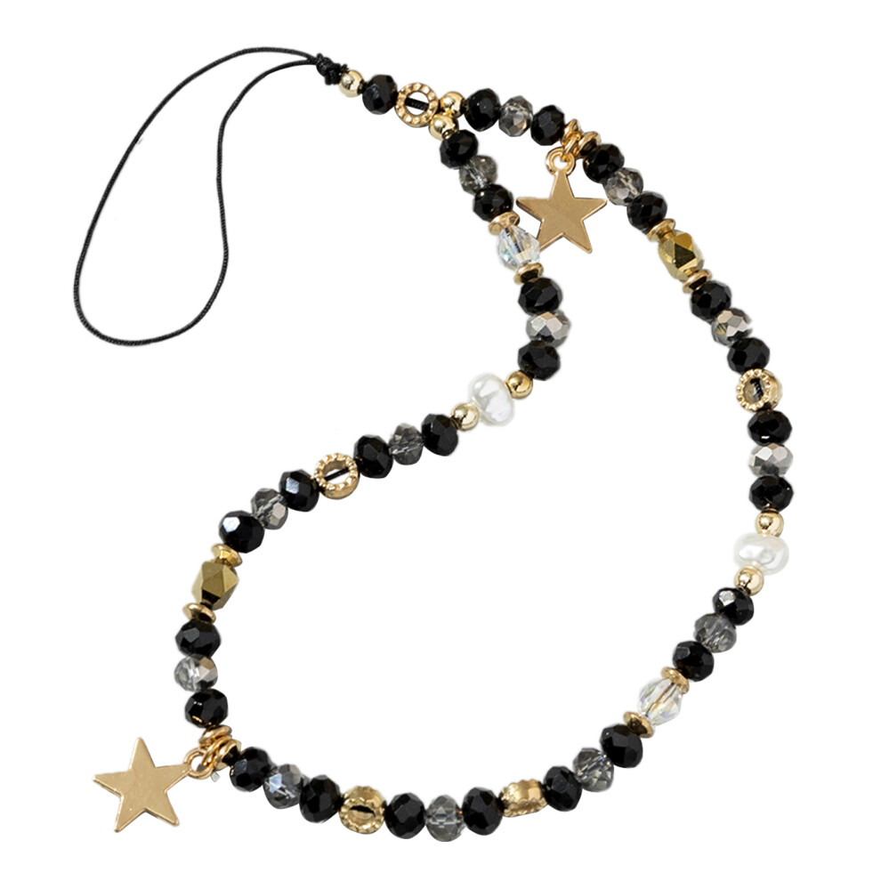 Five-Pointed Star Pendant Beaded Phone Black 7755300069433