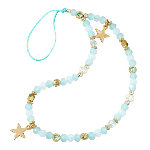 Blue Five-Pointed Star Pendant Beaded Phone