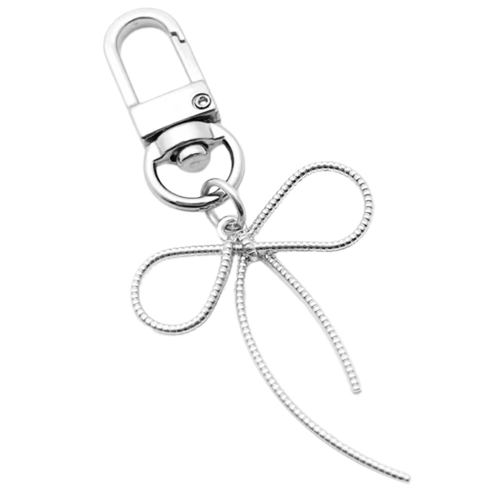 Silver Bowknot Shape Keychain Pendant Multicolor 7755300076431