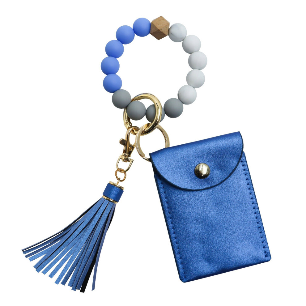 Blue Silicone Bead and Tassels Keychain-image-OPC-PJVS67J-NEW