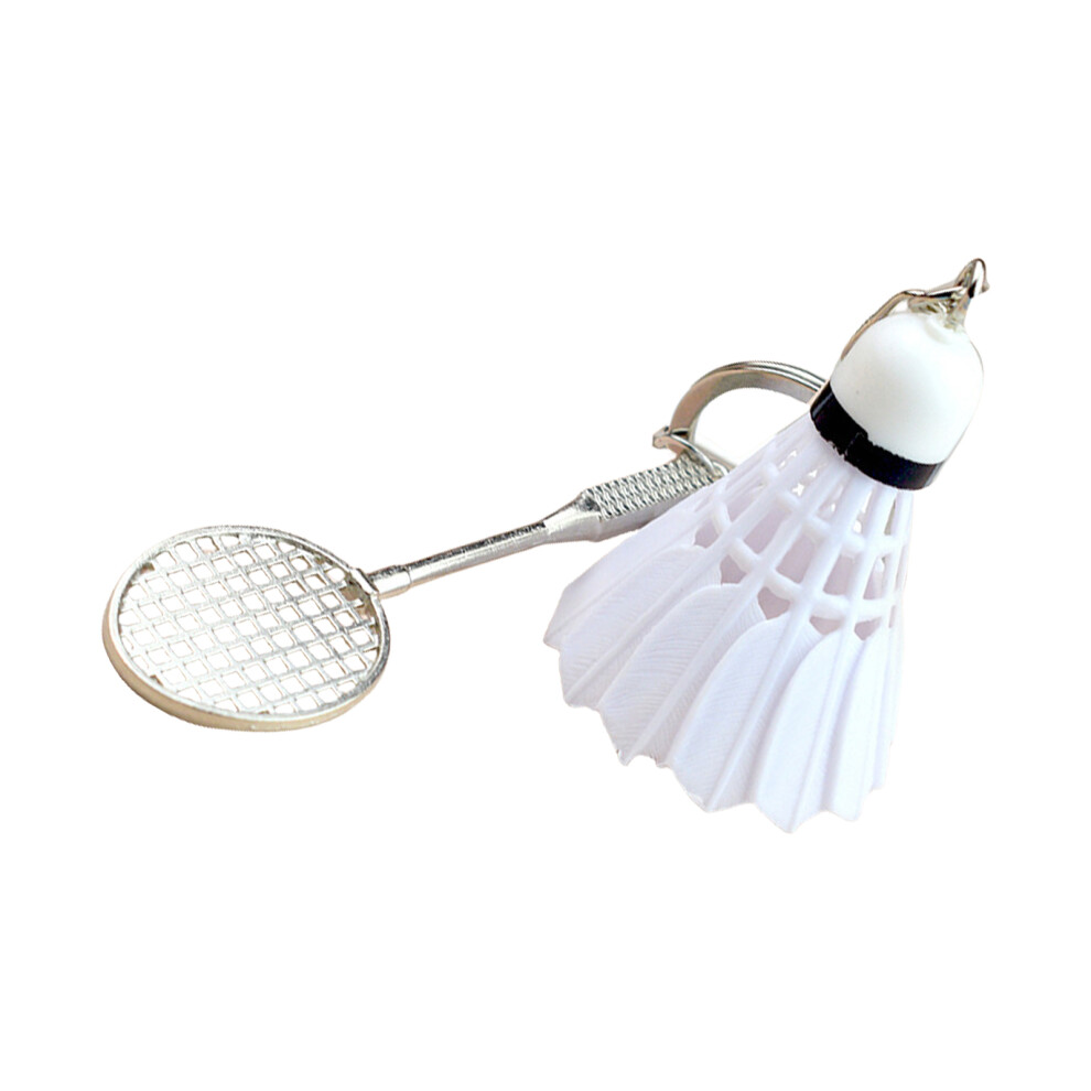White Creative Badminton Racket Keychain Alloy 7755300079142