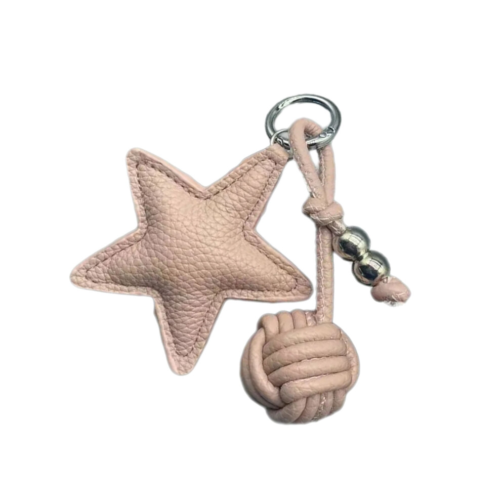 Pink Pu Leather Star Shaped Keychain 7755300077469