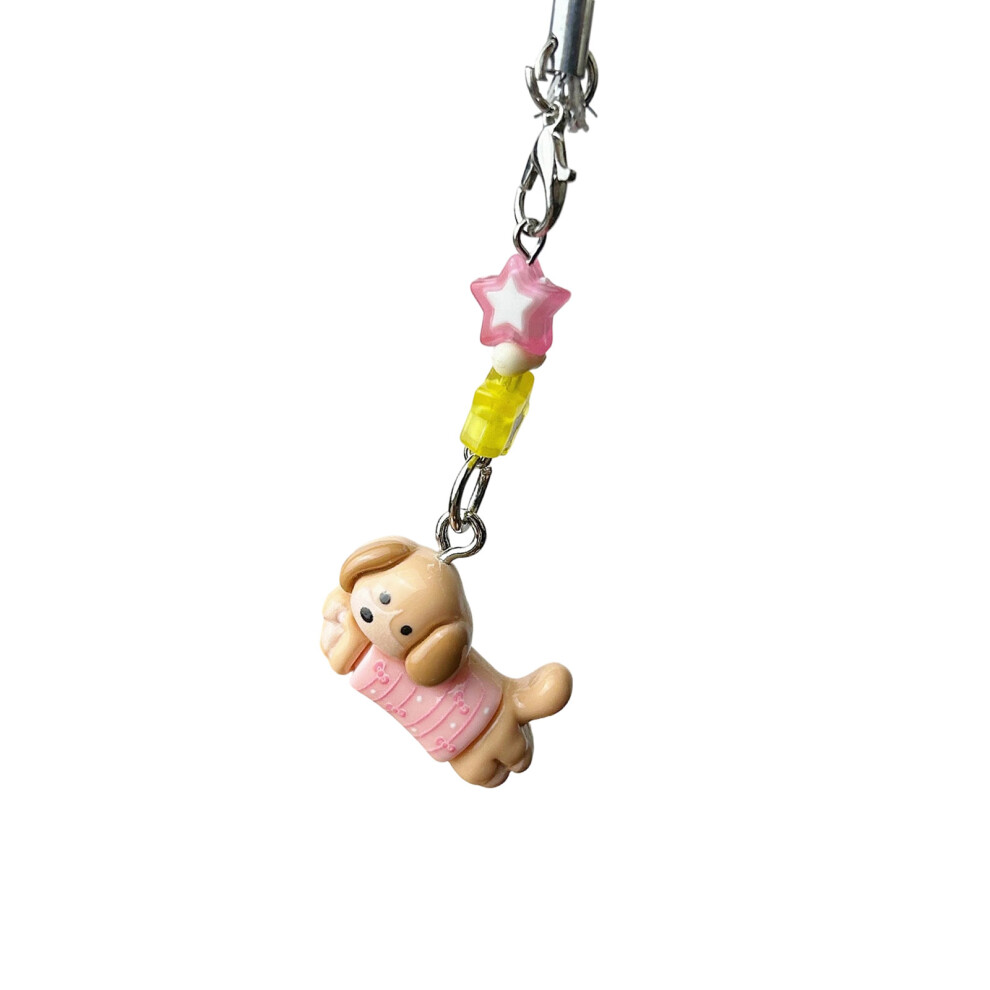 Lovely Cartoon Dachshund Phone Charm Pink 7755300079258
