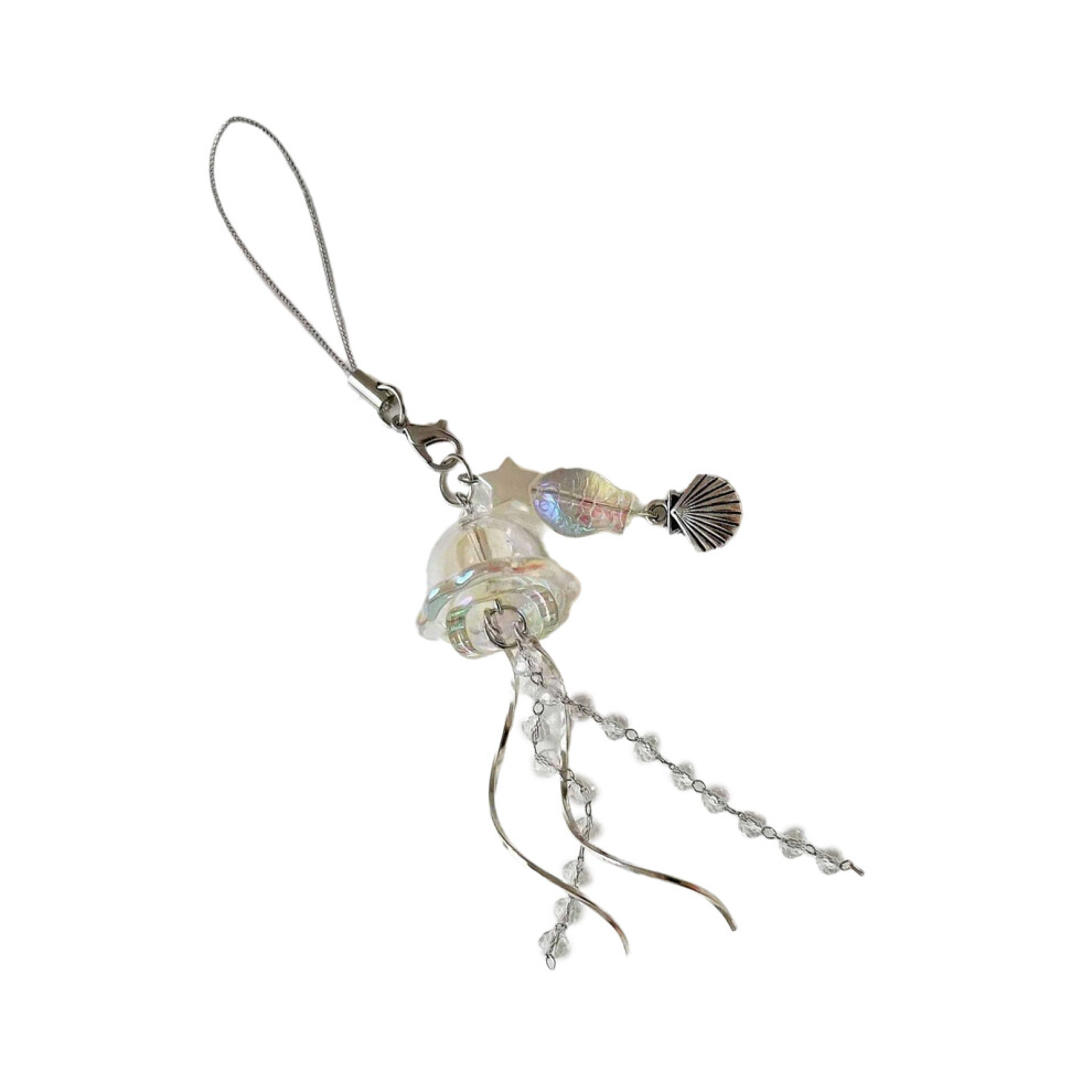 Jellyfish Phone Charm Keychain Pendant White 7755300090901