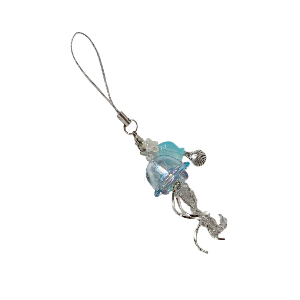 Blue Jellyfish Phone Charm Keychain Pendant 7755300090895