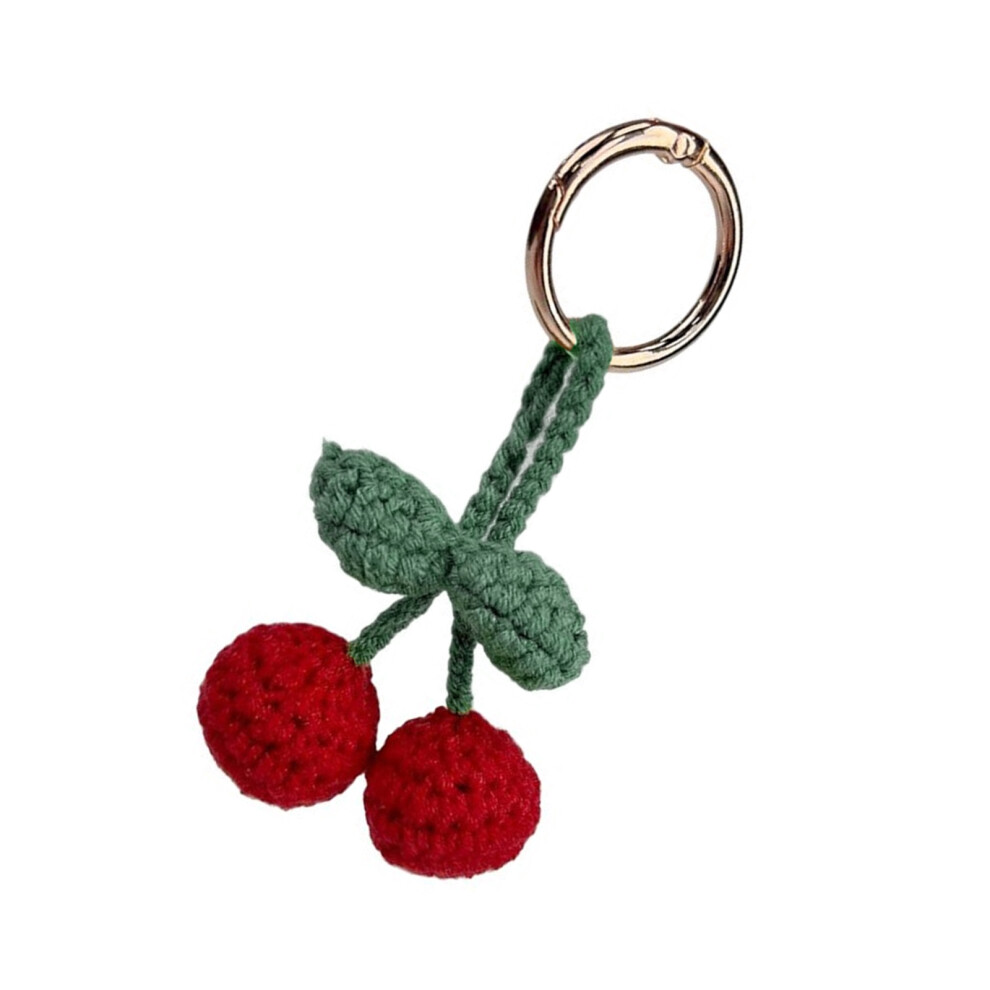 Elegant Handmade Cherries Crochet Keychain 7755300077483