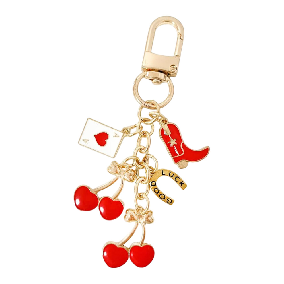 3 Cherries Bowknot Keychain Purse Charm 7755300077933