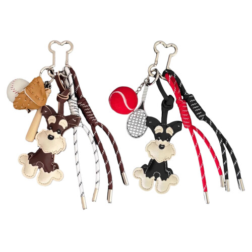 2 Adorable Schnauzer Dog Keychain Bag 2