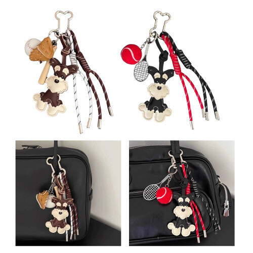 2 Adorable Schnauzer Dog Keychain Bag 1