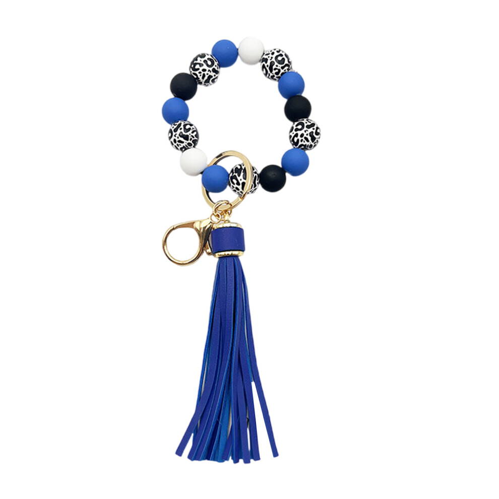 Blue Beaded Bracelet Keychain Wristlet Tassels 7755310069454