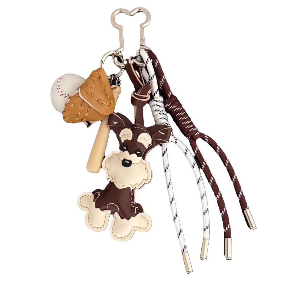 2 Adorable Schnauzer Dog Keychain Bag