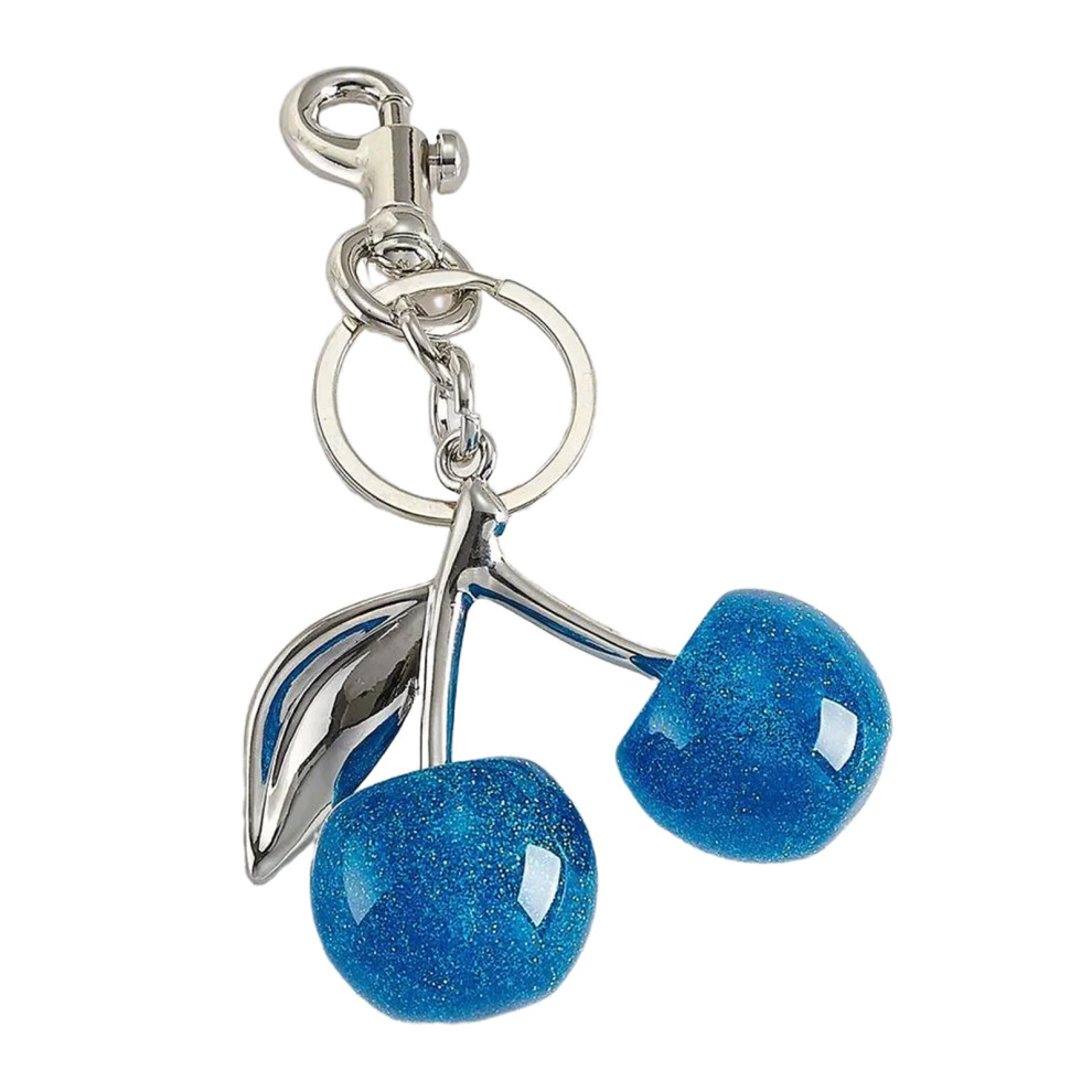 Silver Cherries Resin Alloy Keychain Handmade 7755310070184