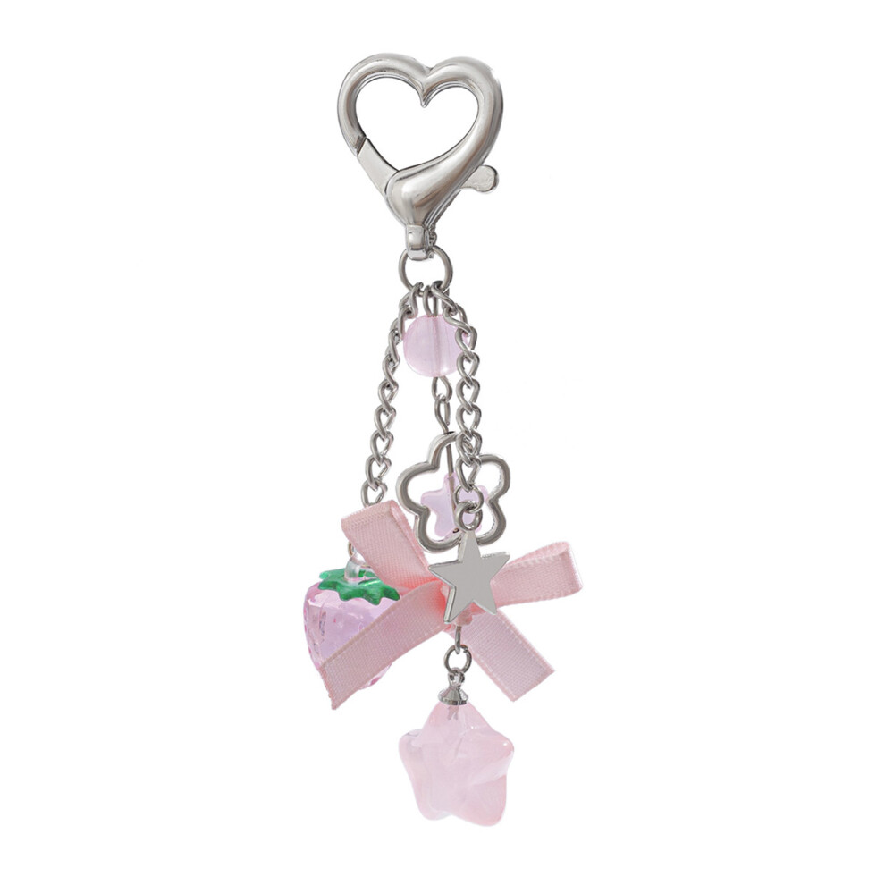 Strawberry Star Bowknot Keychain Lovely 7755310072560