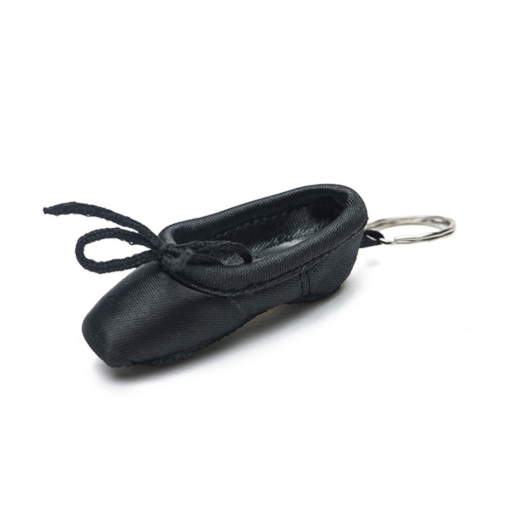 Black Handcrafted Ballet Shoe Keychain Silk 7755310078494