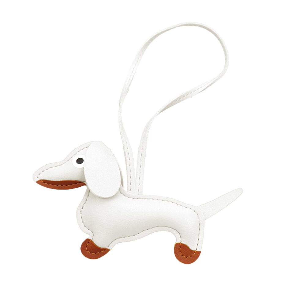 White Small Dachshund Dog Keychain Pendant 7755310076919