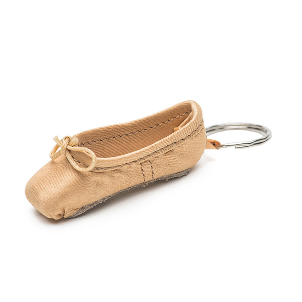 Gold Handcrafted Ballet Shoe Keychain Silk 7755310078524