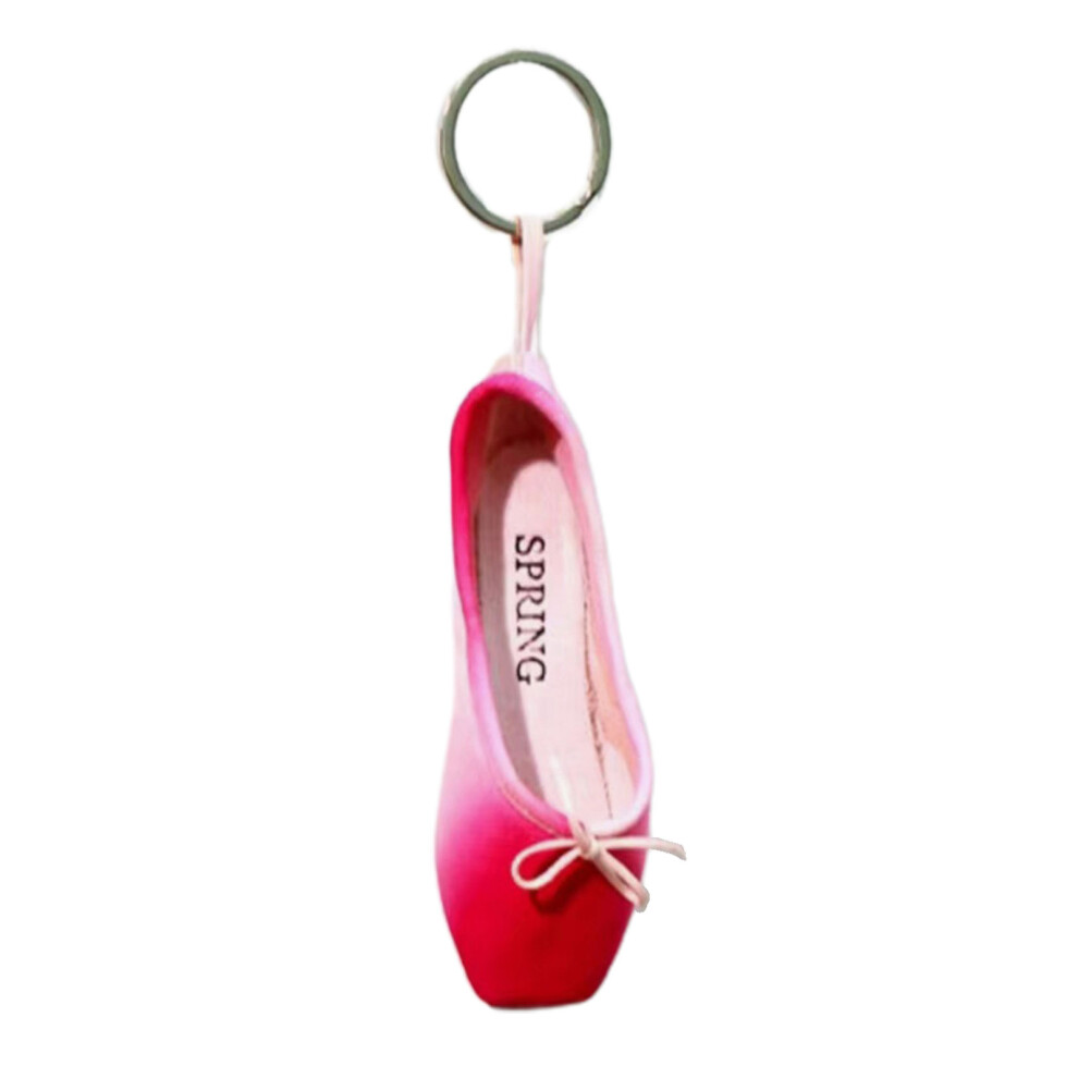 Rose Red Handmade Ballet Shoes Keychain 7755310078555