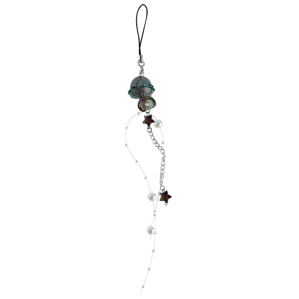 Black Elegant Star Pearl Fringe Keychain 7755310077688