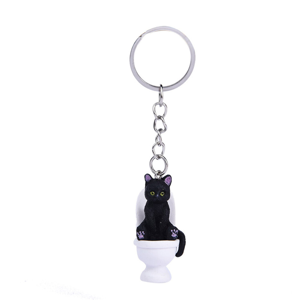 Black Cartoon Toilet Cat Keychain Creative 7755320048050