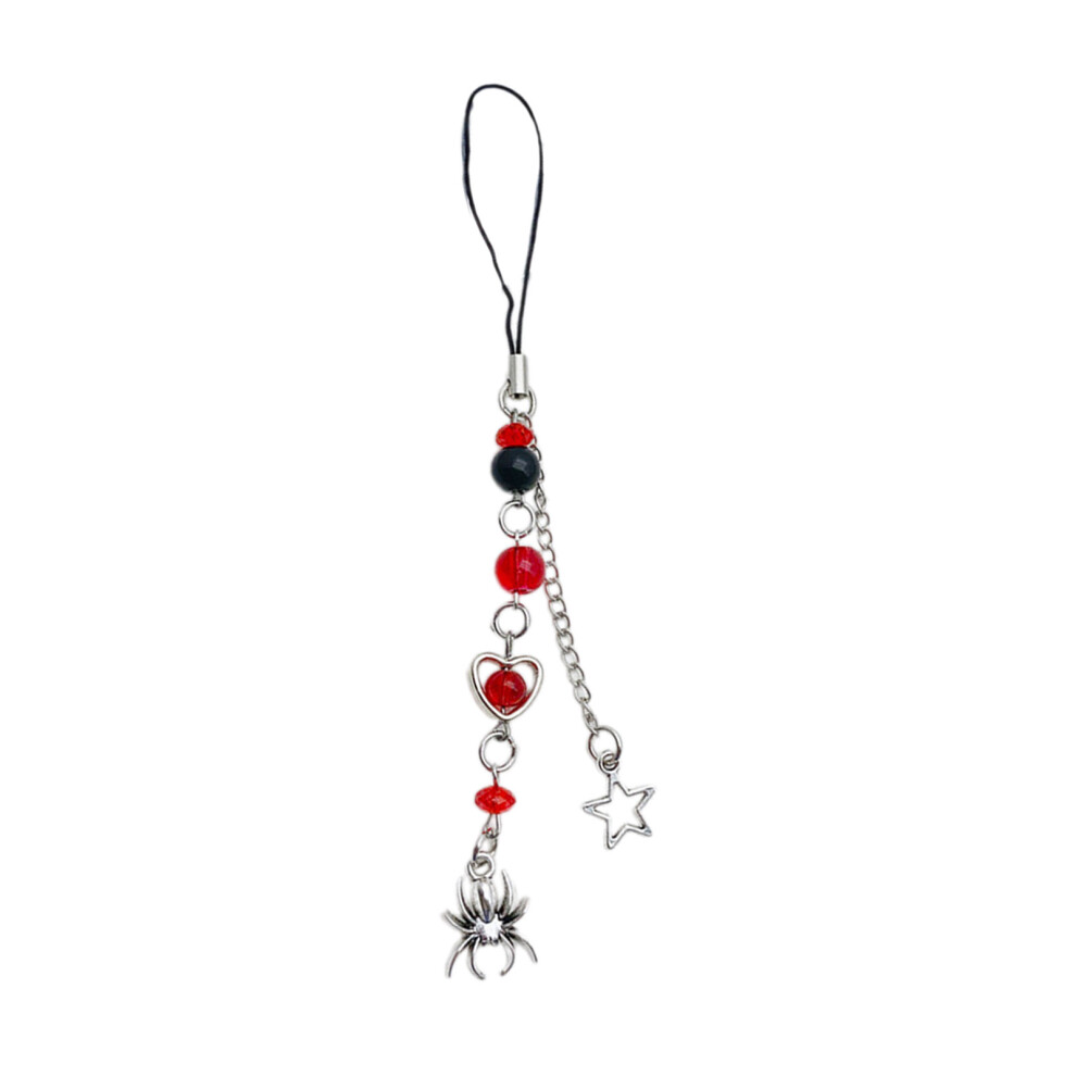 Handmade Beaded Phone Chain Halloween Red 7755320051159