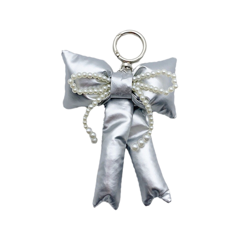 Silver Fashionable Pearl Bowknot Keychain Pendant 7755320050947
