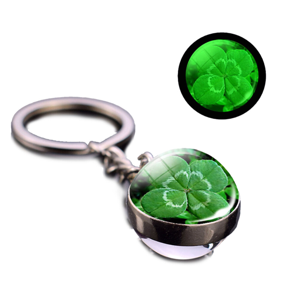 B Keychain Luminescent Four Leaf Glass 7755310080053