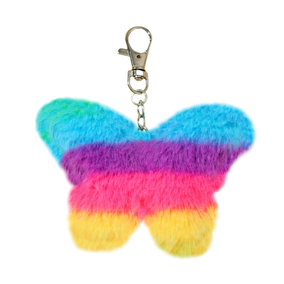 Colorful Plush Butterfly Charm Keychain Soft 7755310080718