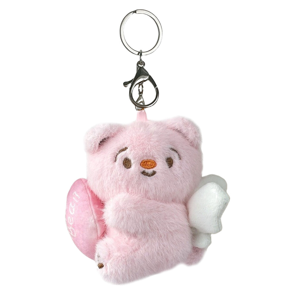 Pink Lovely Bear Sturdy Plush Keychain 7755310079521