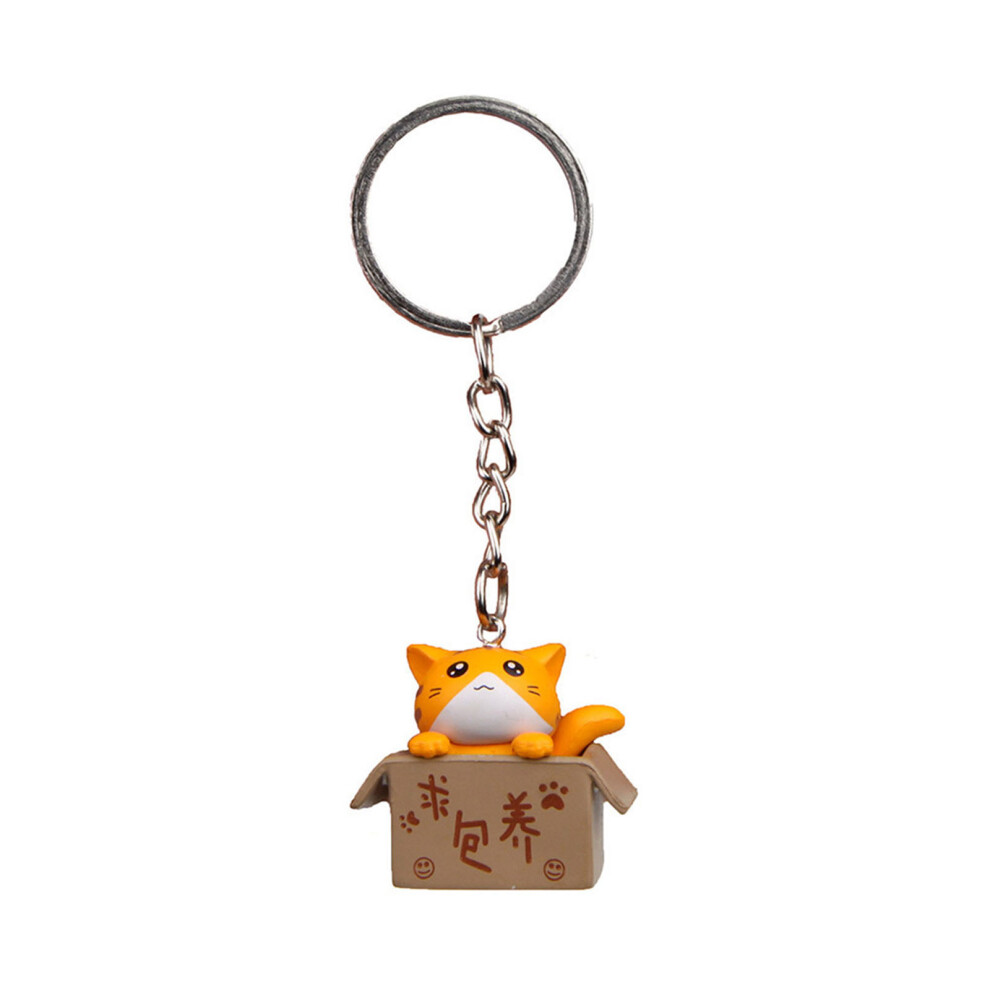Yellow Carton Cat Charm Keychain Animal 7755310080732