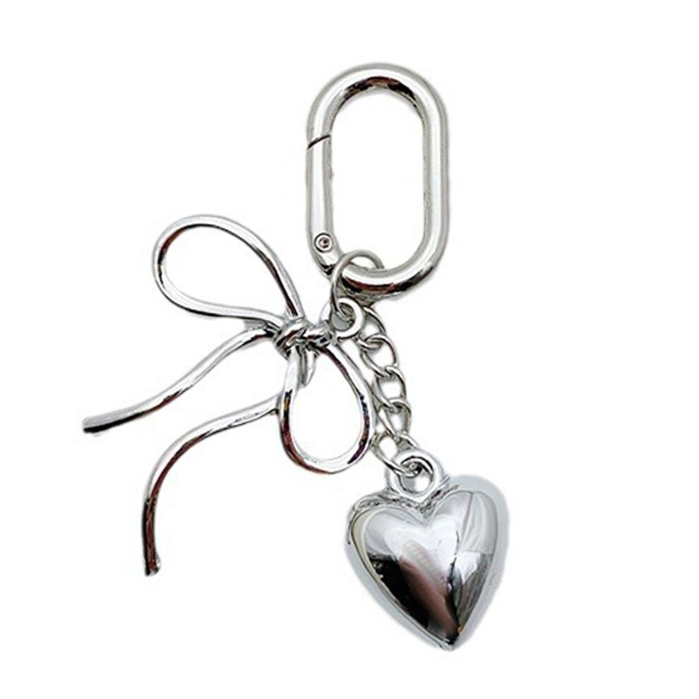 Silver Fashion Heart Bowknot Charm Pendant 7755310079057