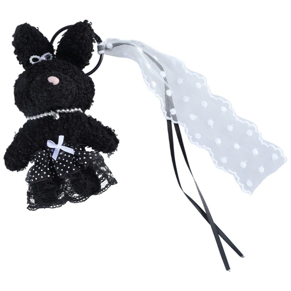 Black Elegant Plush Bear Keychain Charm 7755310079026