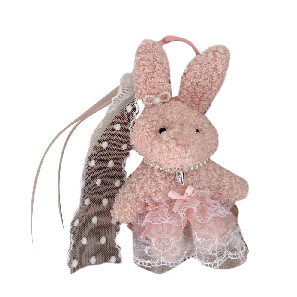Elegant Plush Bear Keychain Charm Pink 7755310079040