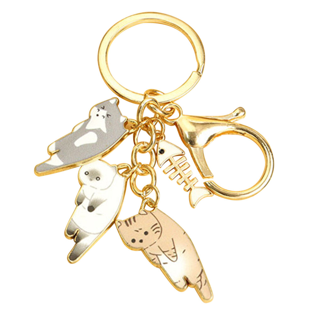 Gold Cat Fish Bone Keychain Pendant 7755310080909