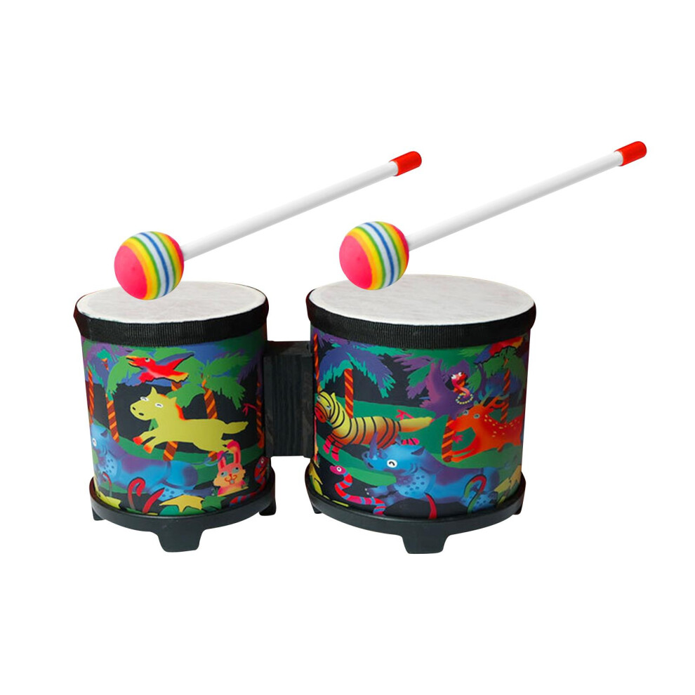 (Animal, 31x16cm) 5'' and 6'' Bongo Drum Set with Wood Drumsticks for Girls Boys