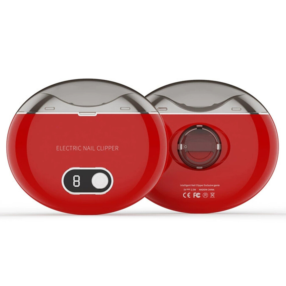 Red (Red) Electric Nail Clippers With 3-Speed Control And Storage Rechargeable
