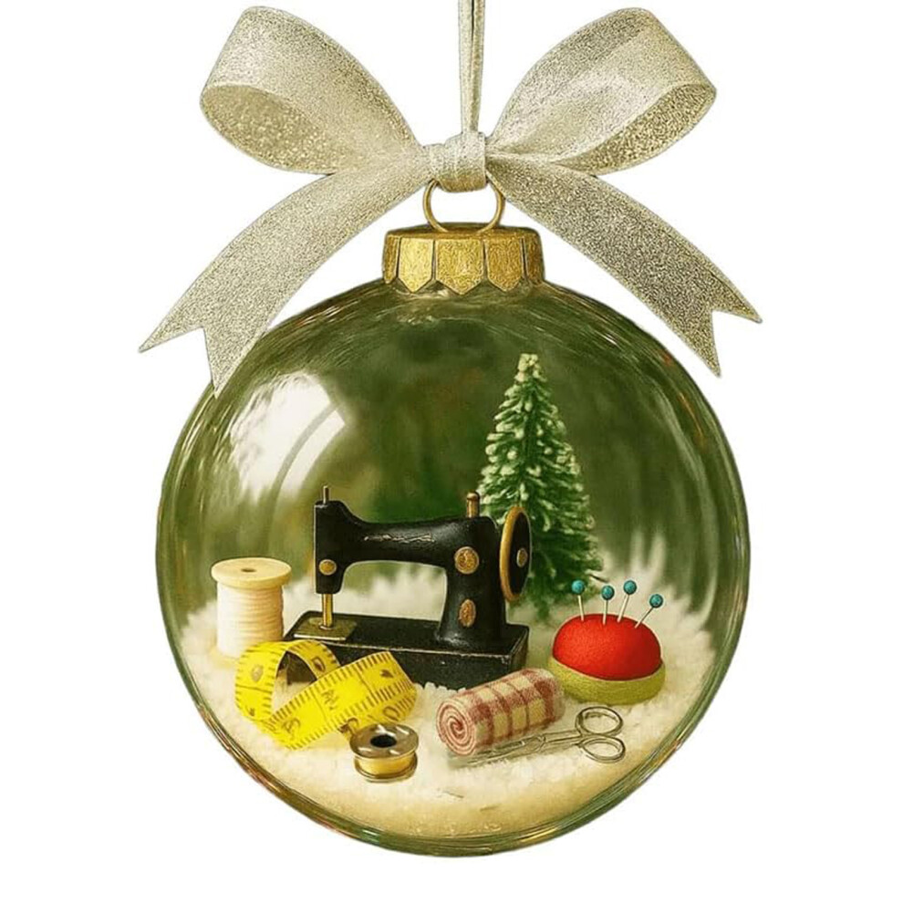 (sewing machine) Reusable Snow Globe Ornament Sewing Enthusiasts And Fireplaces Window