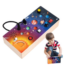 Activity Board For Kids - Sensory Wooden Toy With LED Light, Motor Skill Training & Space Design, Learning Toy For Girls