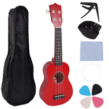 53.3 cm Ukulele for Beginners, Portable Wooden Musical Toy, Ideal for School and Music Lessons, Red Piano Accessory
