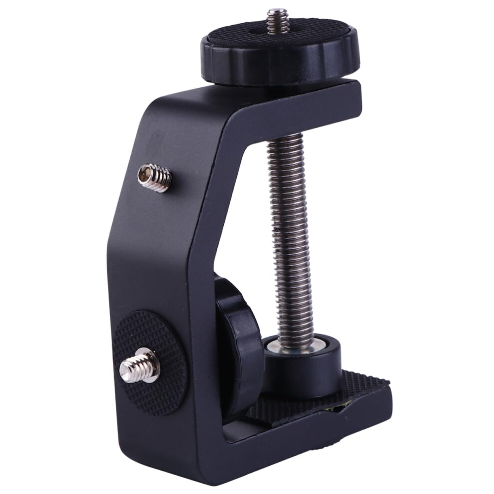 Safety Clip Flash Camera Clamp - Aluminium Alloy C Clamp For Desk Mount, Tripod Compatibility, Adjustable Desktop Stand 6038364375360
