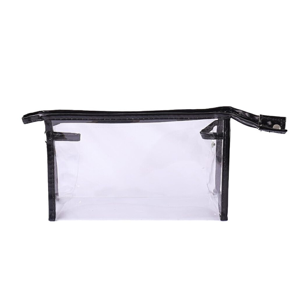 Black Waterproof Makeup Bag, Durable Pvc Travel Toiletry Organizer, Cosmetic Case, Practical Makeup Pouch